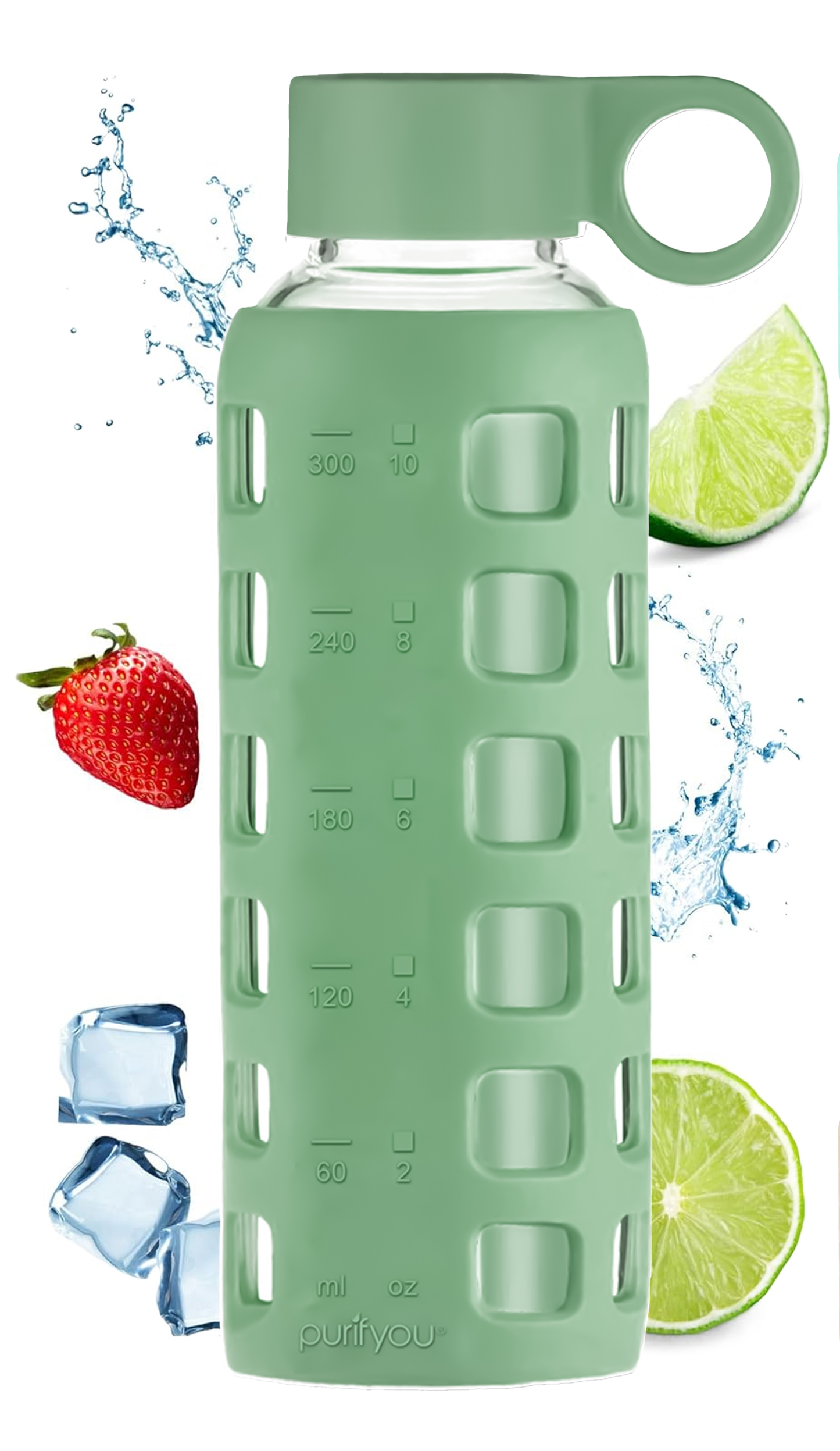 purifyou® Glass Water Bottle