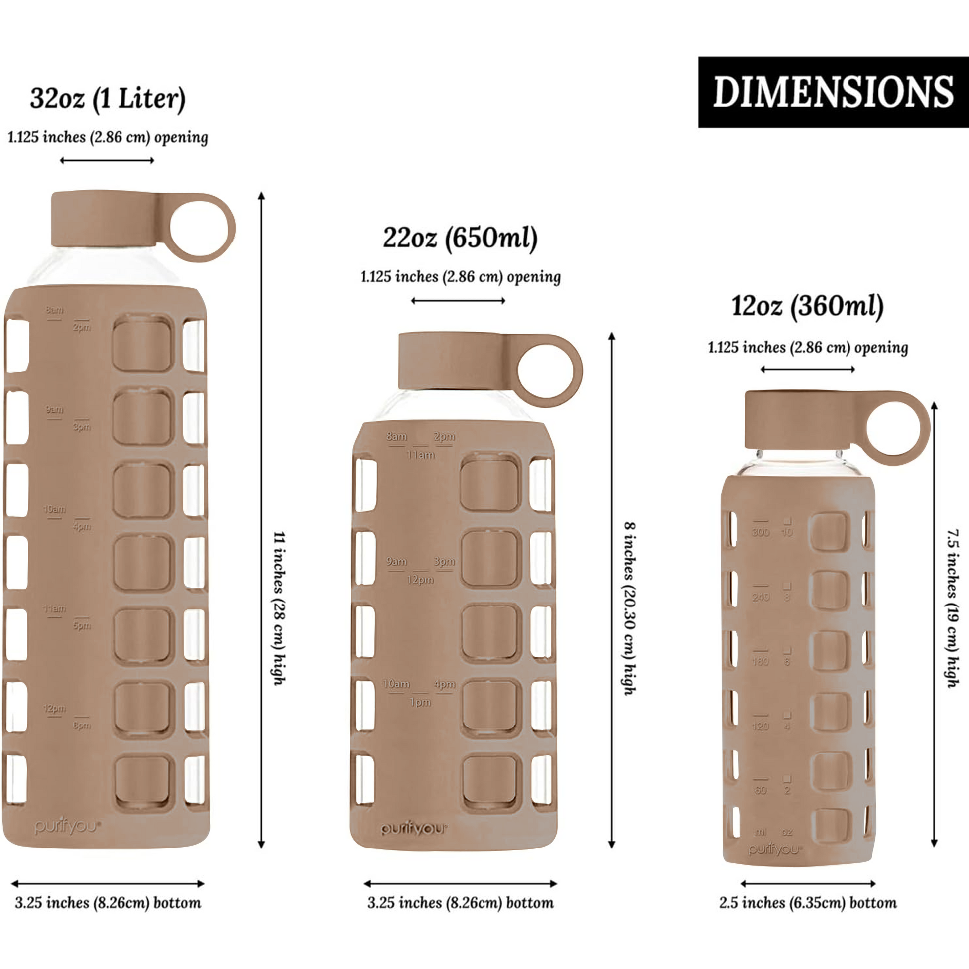 6 Pack Clear Glass Bottles with Infuser, Neoprene Sleeves, & Lid (32oz –  Purifyou