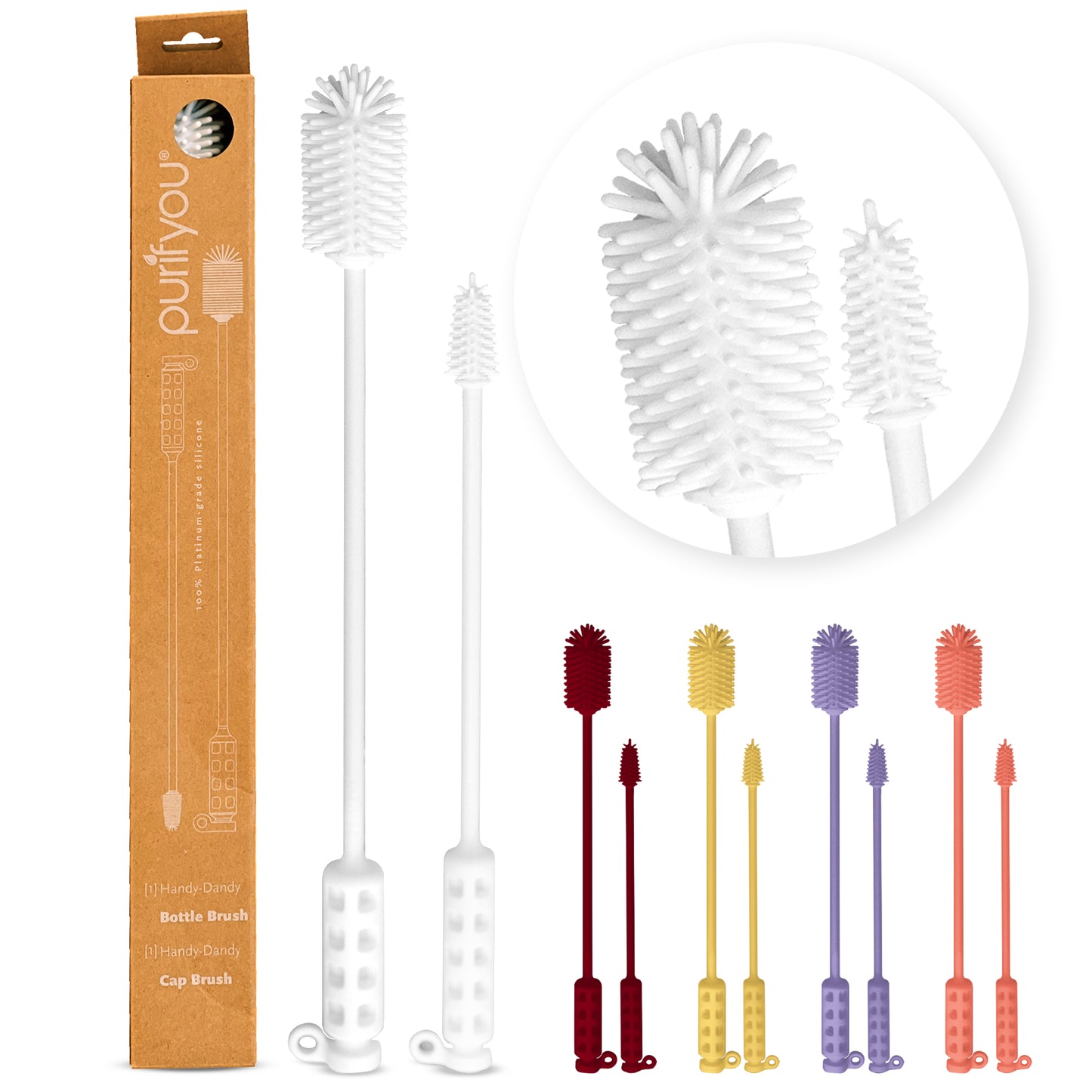 purifyou Reusable Silicone Bottle Brush (Set of 2)