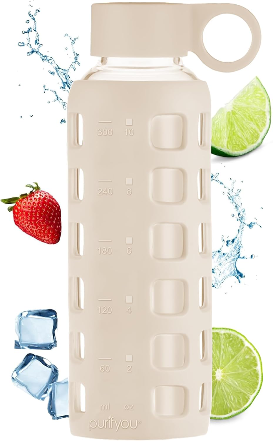 purifyou® Glass Water Bottle