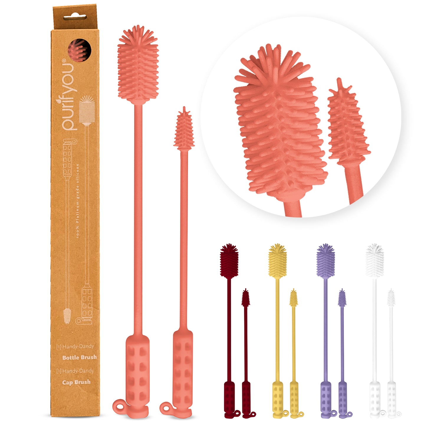 purifyou Reusable Silicone Bottle Brush (Set of 2)