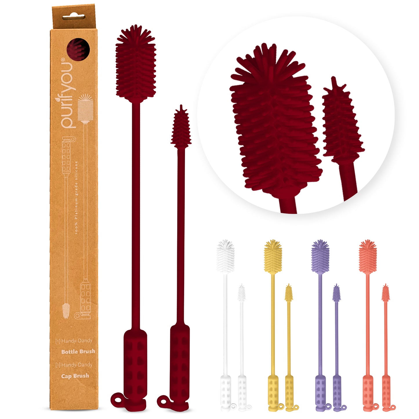 purifyou Reusable Silicone Bottle Brush (Set of 2)