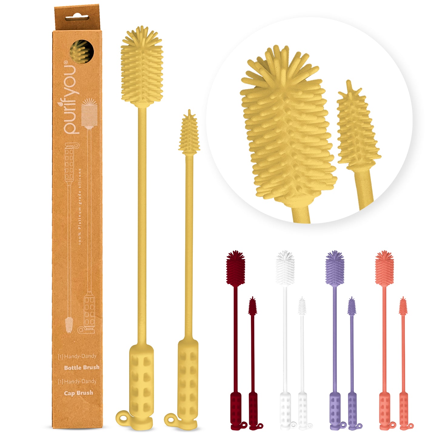 purifyou Reusable Silicone Bottle Brush (Set of 2)