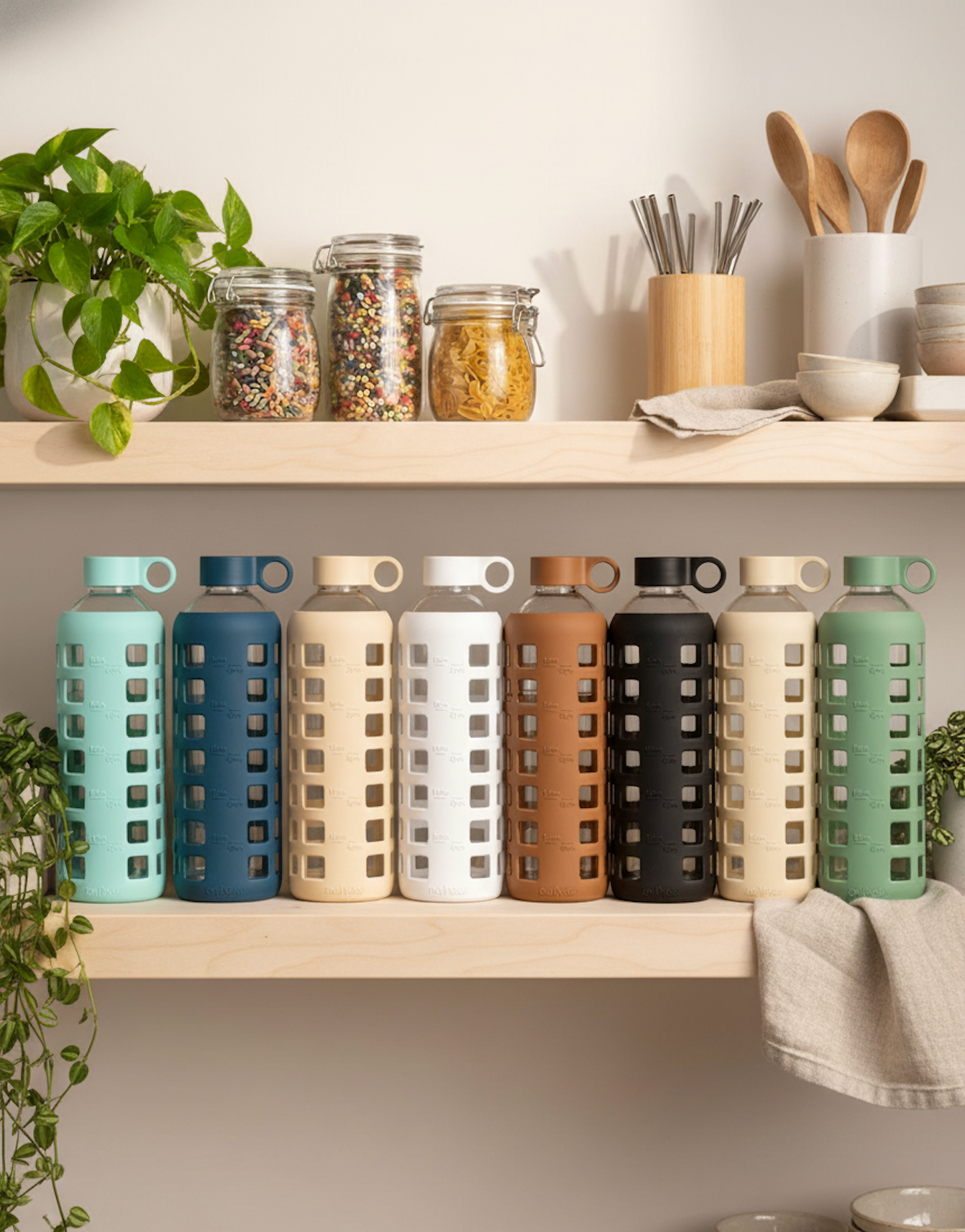 Premium Borosilicate Glass Water Bottle 22oz