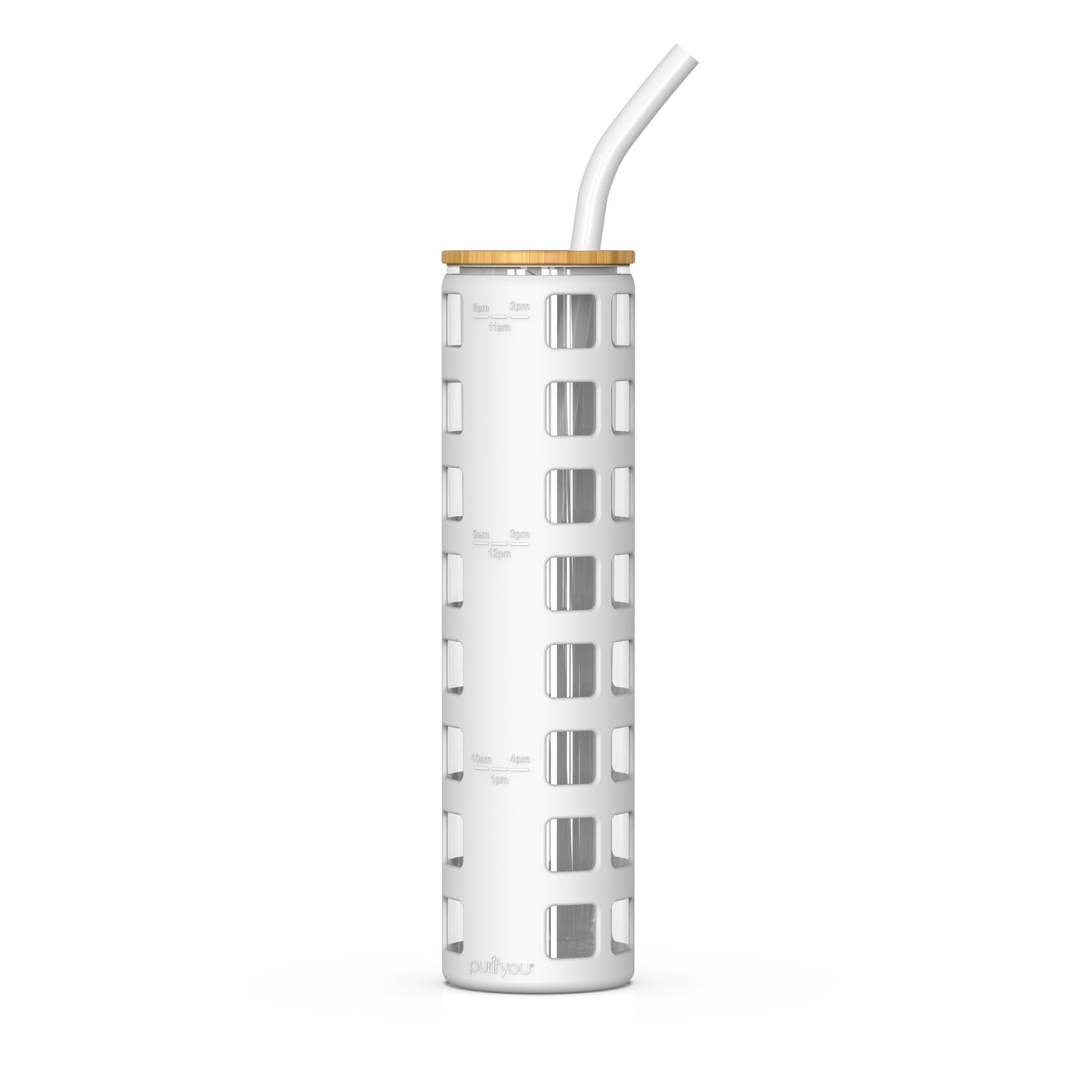 20oz Double-Walled Glass Water Tumbler with Platinum Silicone Straw