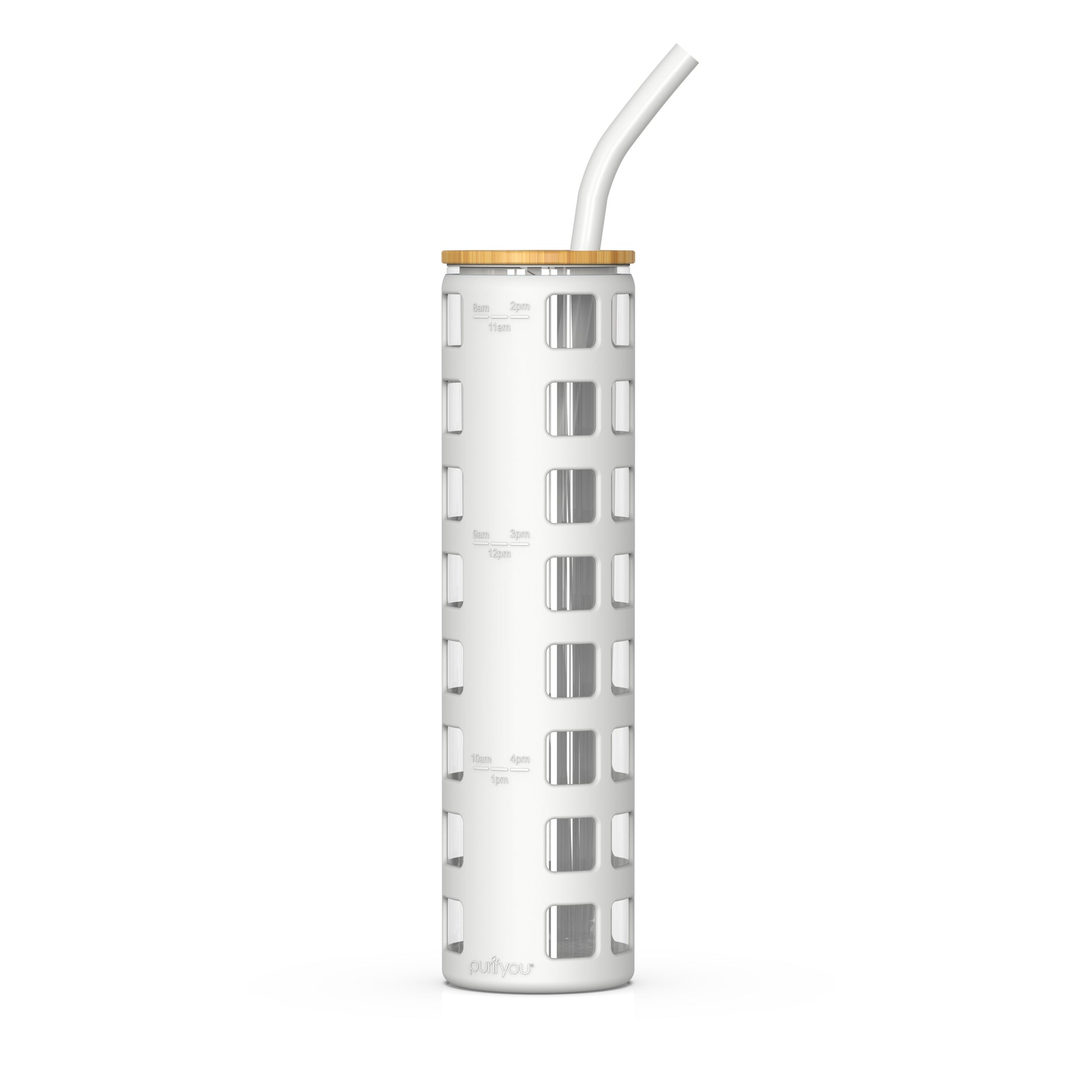 20oz Double-Walled Glass Water Tumbler with Platinum Silicone Straw –  Purifyou