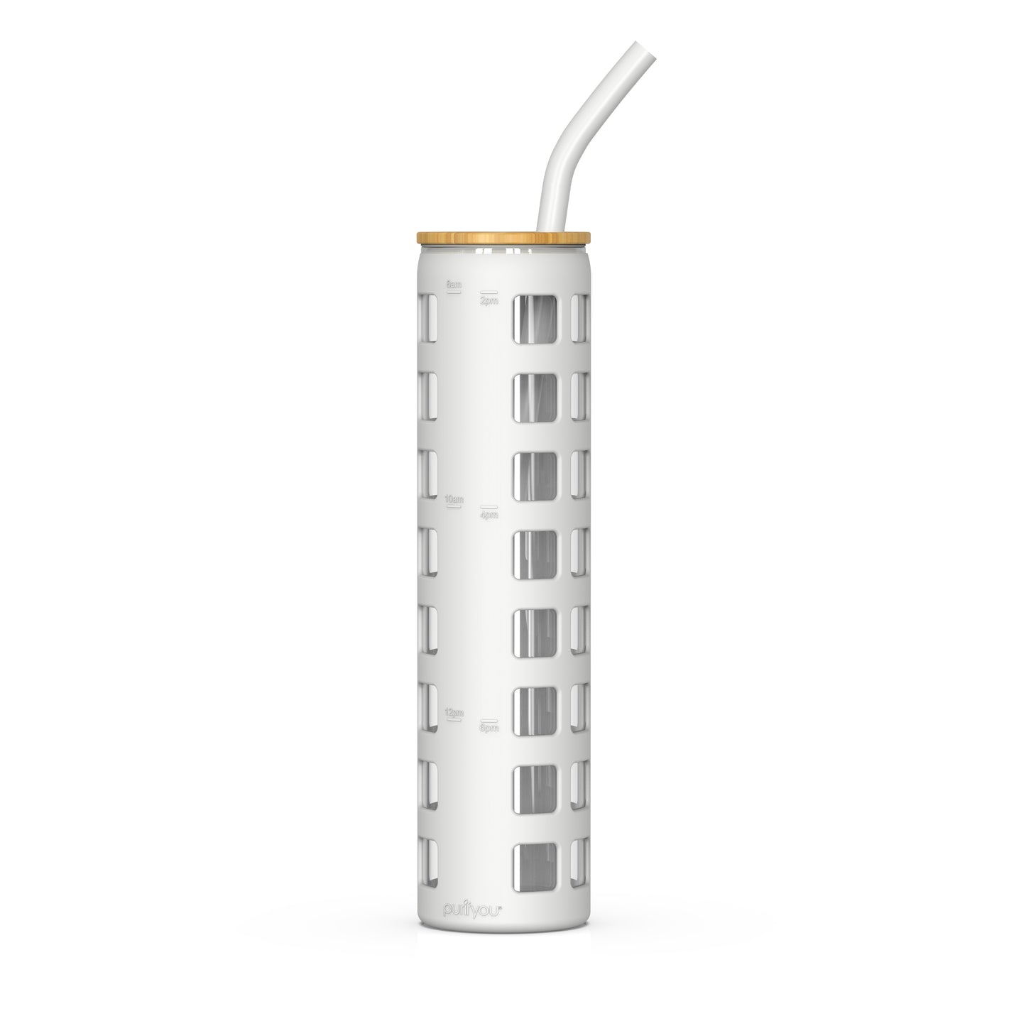 32oz Glass Water Tumbler with Platinum Silicone Straw