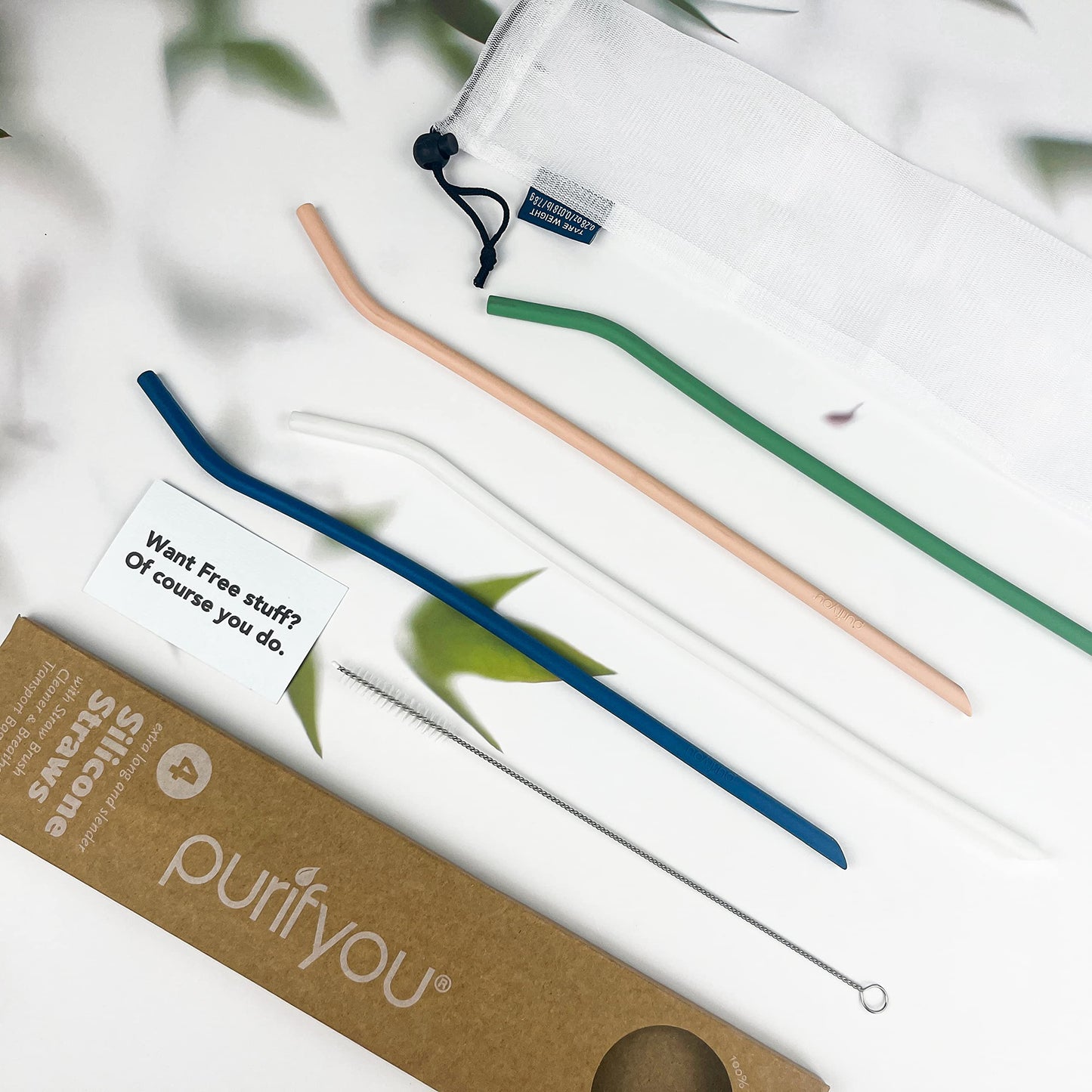purifyou Platinum Silicone Thin Straws (Set of 4)