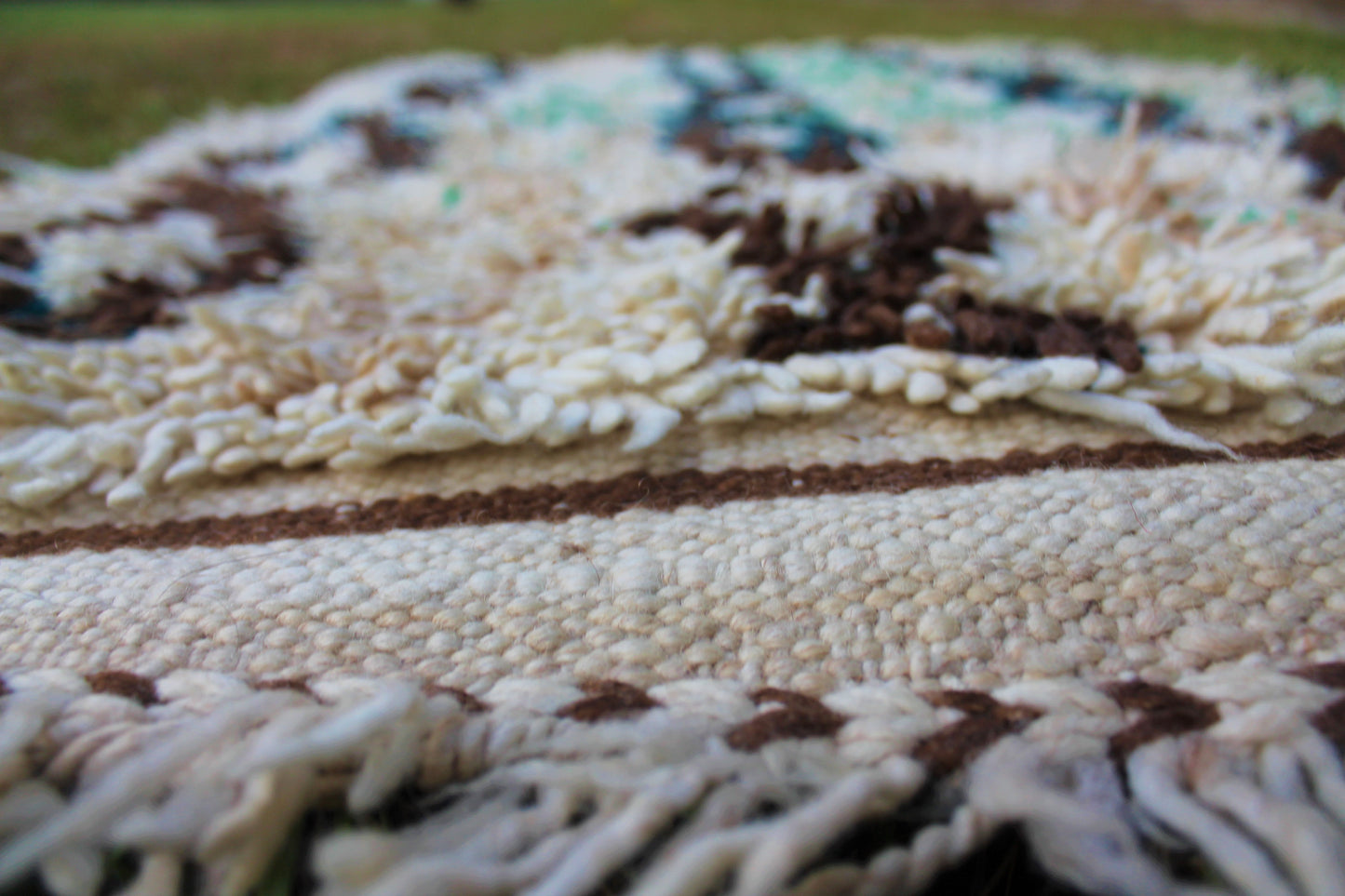 Handmade Moroccan Vintage Rug (Cream & Brown)